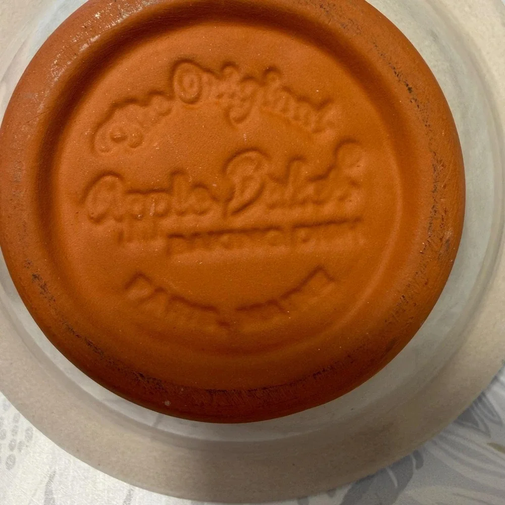 Vtg Apple Baker Co. Pottery Ring Mold Baker Blue & Cream Stoneware‎ Artisan